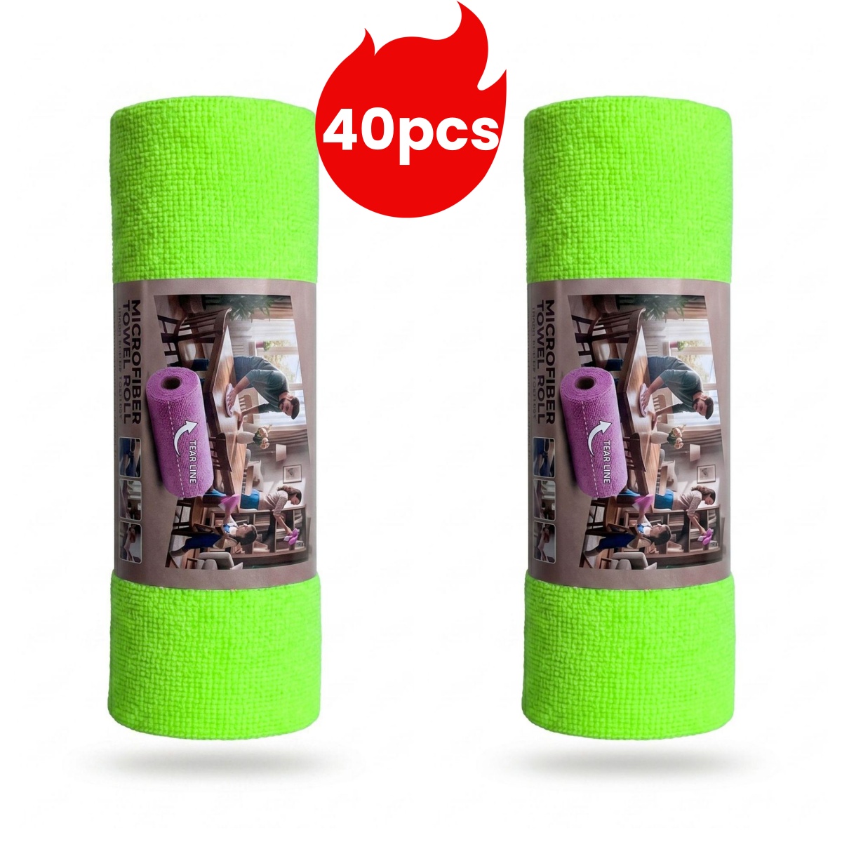 Microfiber Towel Detailing - 40枚入り/25*25cm 車用タオル、洗車用クロス、ティアオフワイプ; ロール状マイクロファイバークリーニングクロス; 厚手のクリーニングタオル