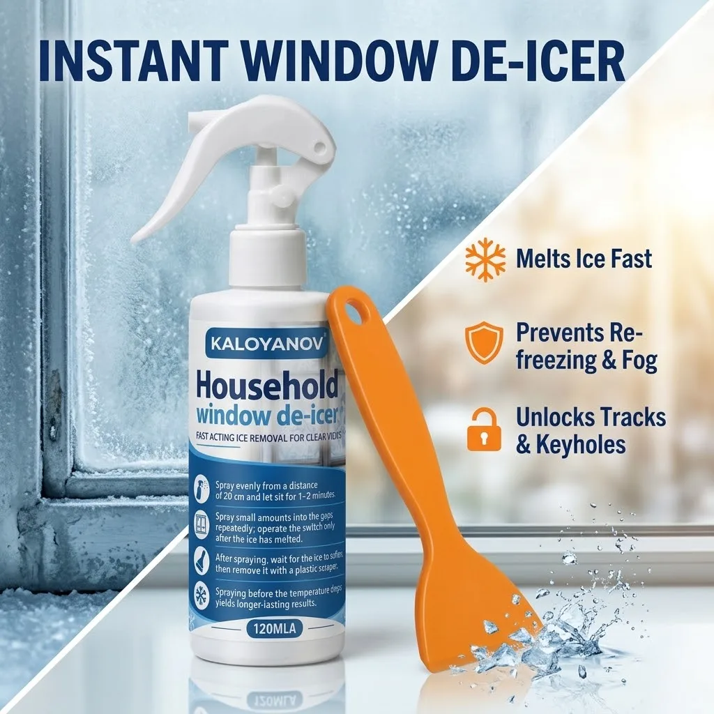 Glass Cleaner Streak - KALOYANOV 窓用クリーナー スプレー。拭き跡が残らない、ガラスや鏡の汚れを落とす液体。屋外用、除氷剤としても使用可能。浴室やキッチンでの使用に最適。