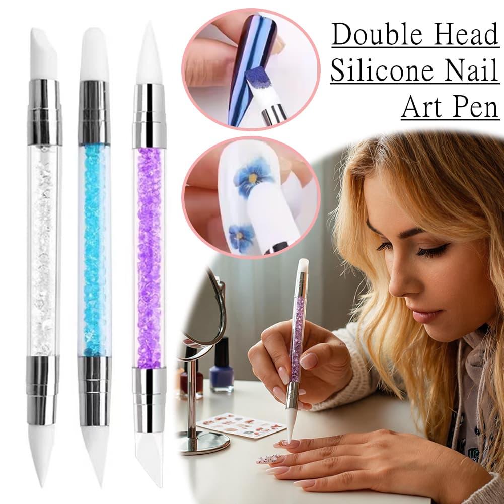 Wax Applicator Pad - ネイルアート用ダブルヘッドシリコンペン、装飾ペン、グルーアプリケーター、超ソフトエンボスペン、ネイルアートブラシ、ネイルアートブラシセット